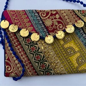 India Boutique Multicolor Embroidered Clutch